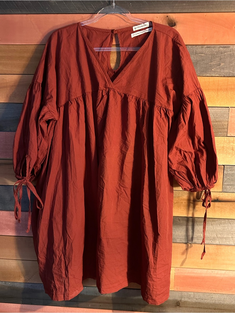 Gracemade Miriam Organic Cotton Knee Length Puff Sleeve - Picture 3 of 4